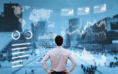 A man views the data of performance metrics