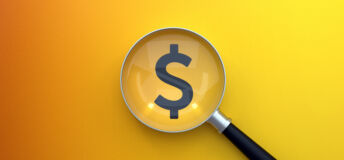 Searching Magnifier Glass Dollar, Dollar Icon Under Magnifying Glass