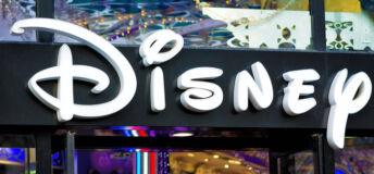 Disney logo on storefront in Paris.