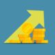 Illustration of an upward-pointing arrow behind a pile of gold coins. source