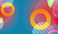 Overlapping circles and shapes in different colours