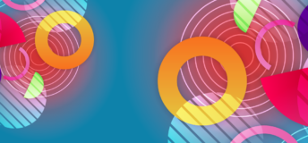 Overlapping circles and shapes in different colours